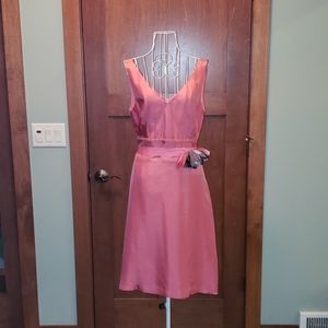 Pink sleeveless silk midi dress